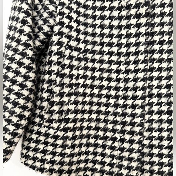 Banana Republic Pea Coat Wool Jacket size XS houndstooth print black and white - Picture 3 of 5